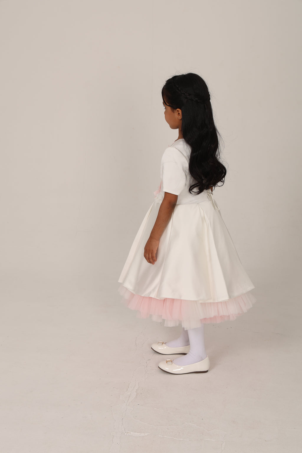 White Dress with 3D Flowers & Butterflies