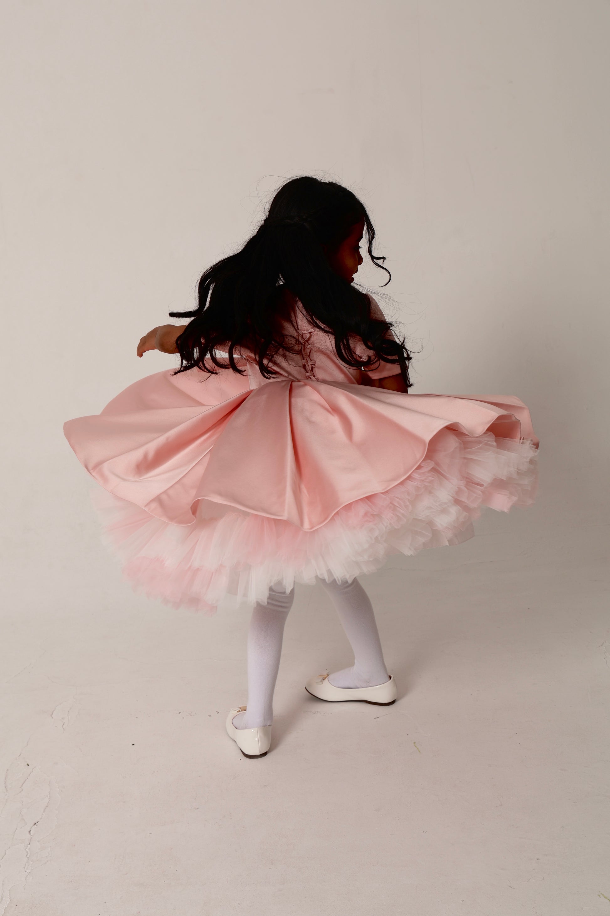 Blush Dress with 3D Flowers & Butterflies