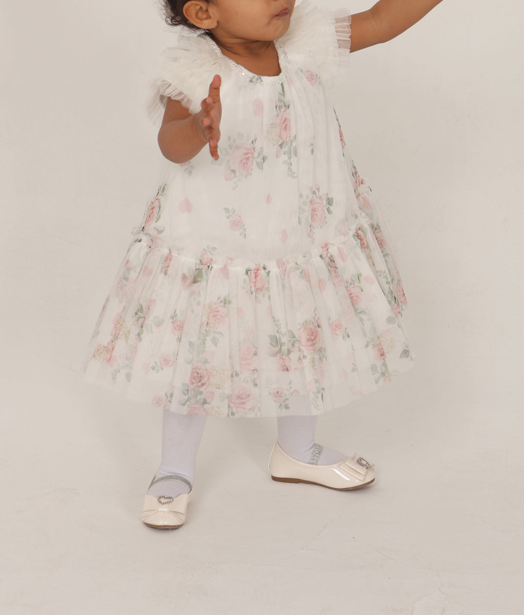 Floral Dress with Delicate Ruffle Details