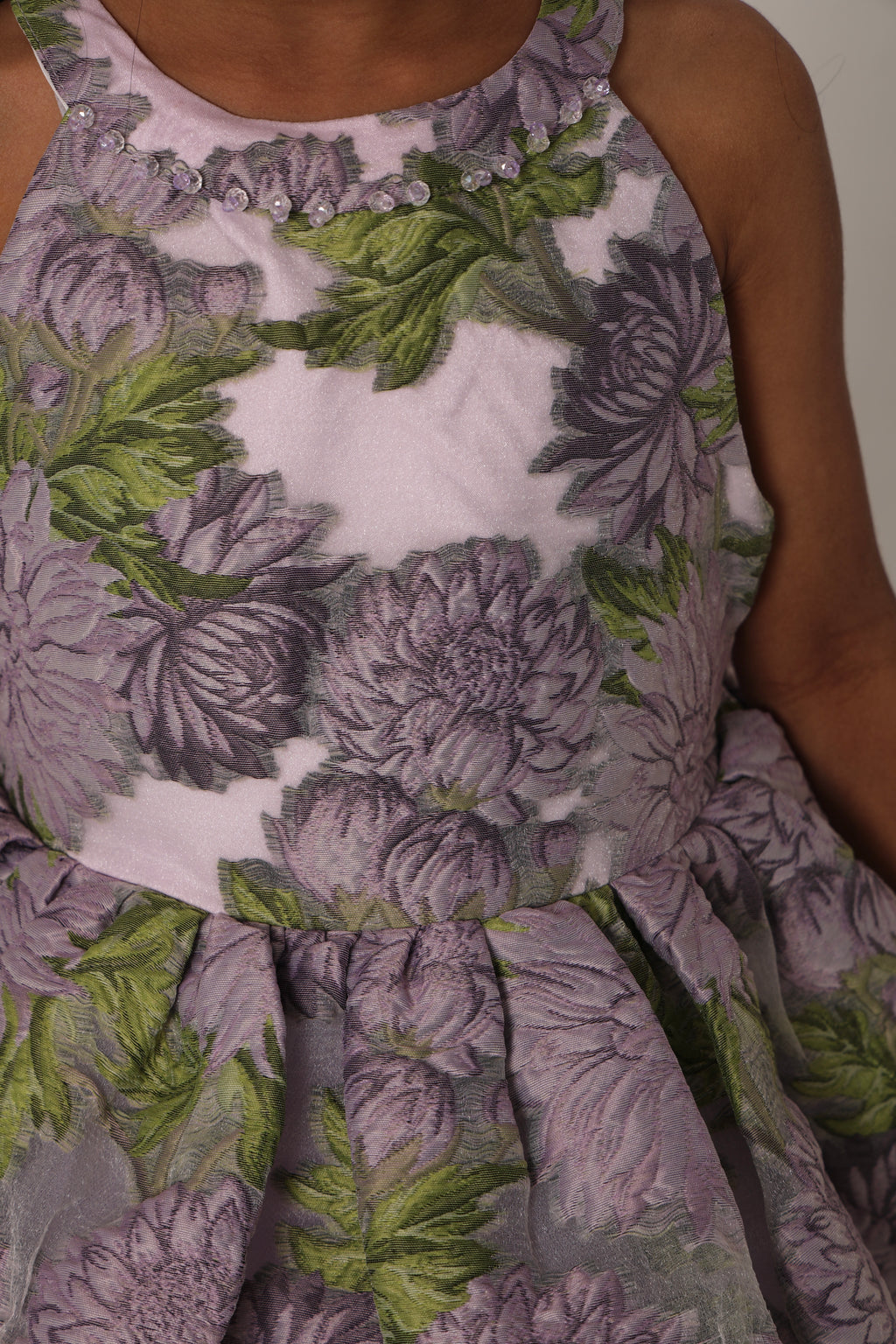 Lavender Jacquard Dress with Tulle Layers