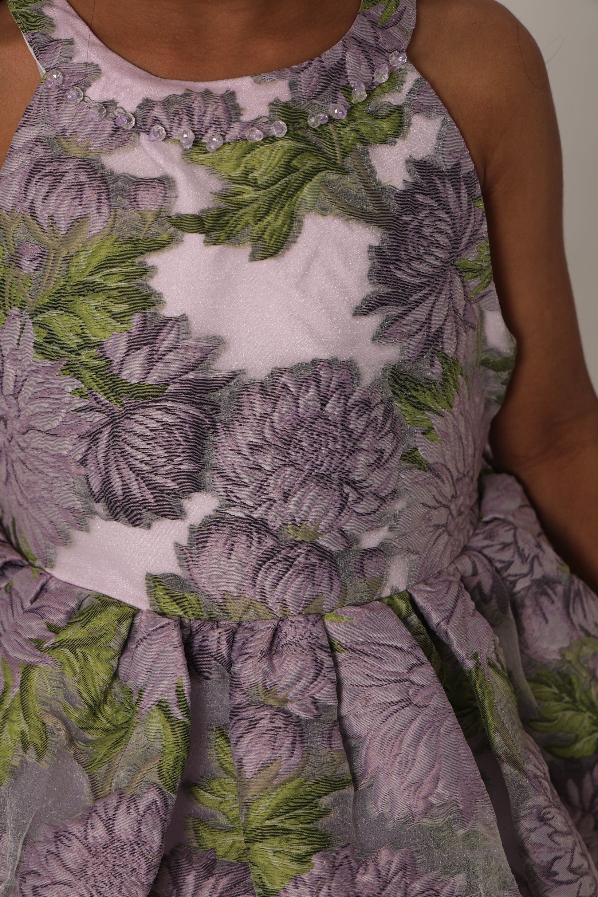 Lavender Jacquard Dress with Tulle Layers