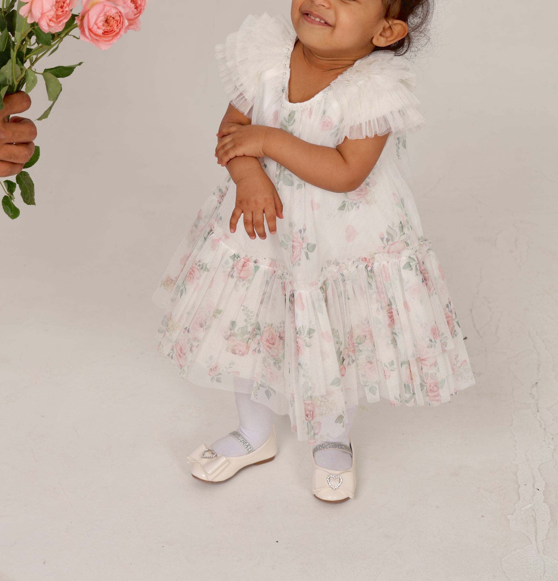 Floral Dress with Delicate Ruffle Details