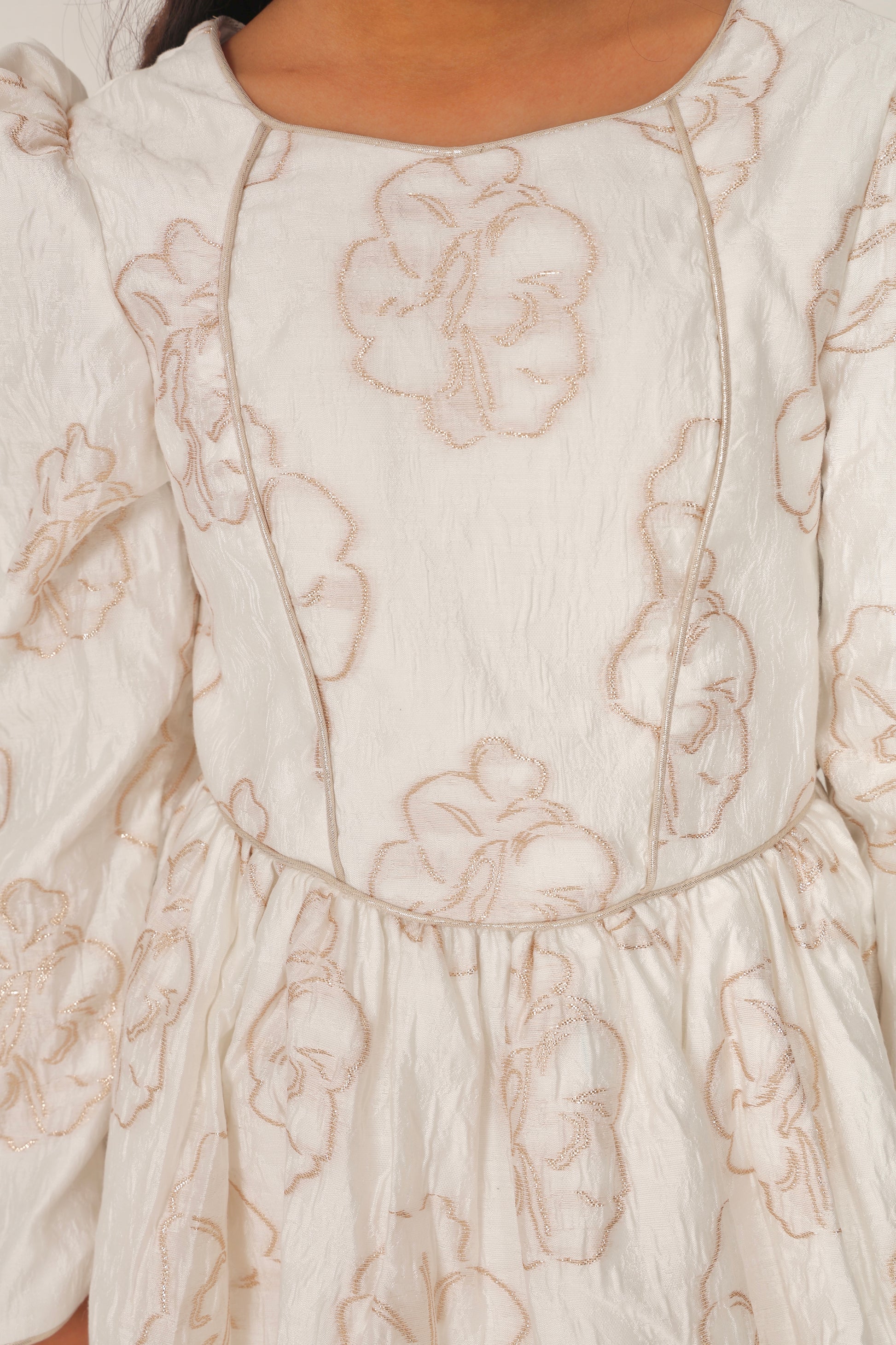 Ivory Dress with Gold Embroidered Details