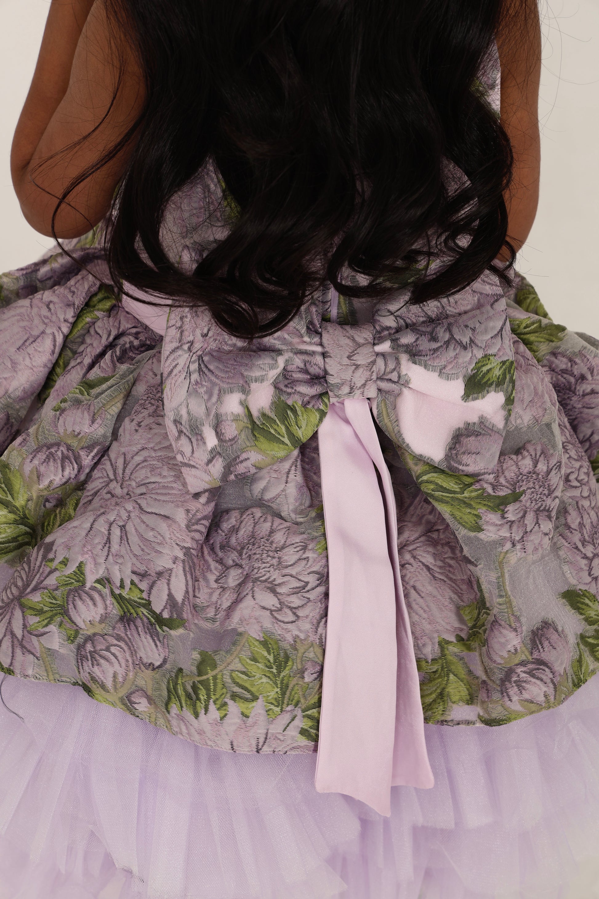 Lavender Jacquard Dress with Tulle Layers