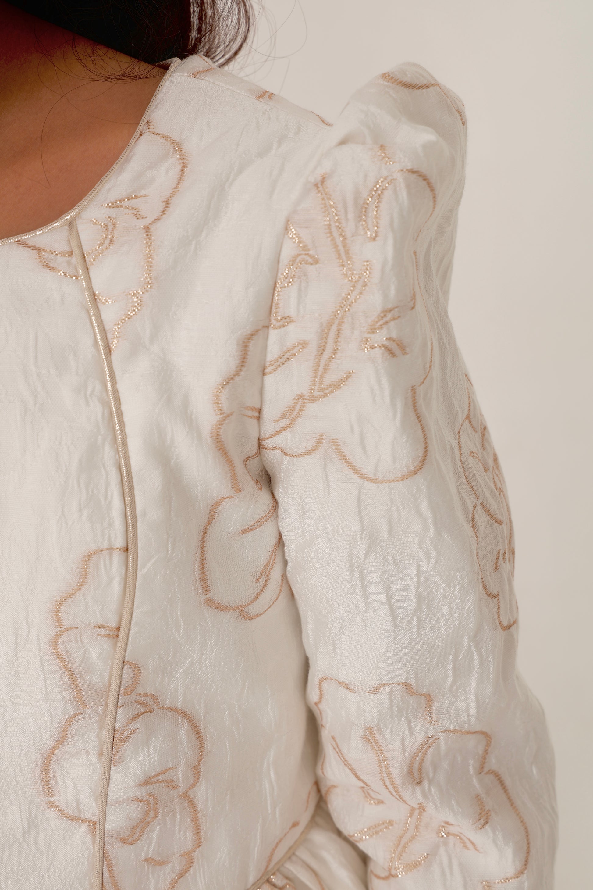Ivory Dress with Gold Embroidered Details