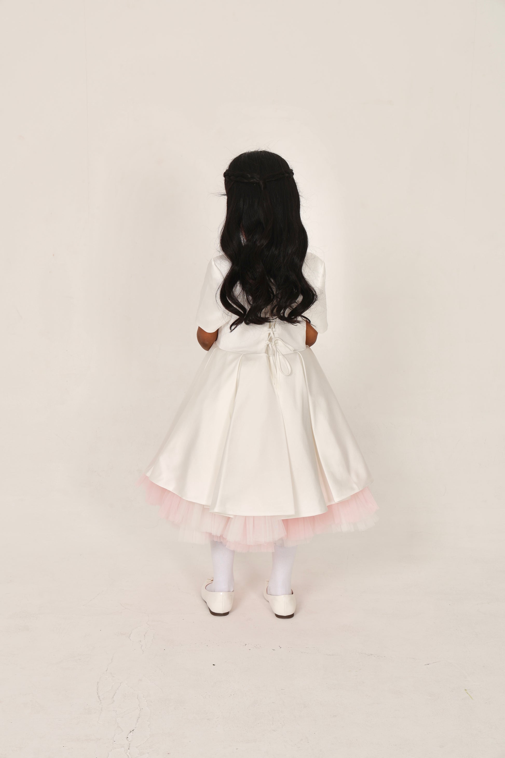 White Dress with 3D Flowers & Butterflies