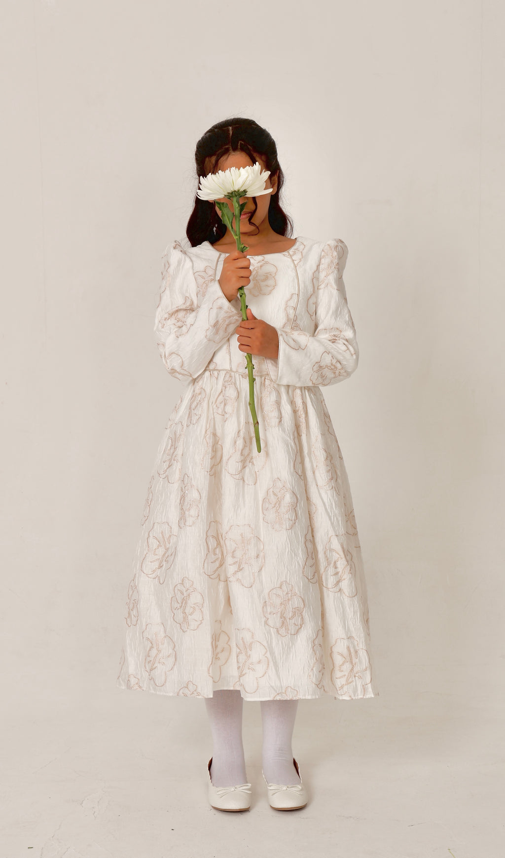 Ivory Dress with Gold Embroidered Details