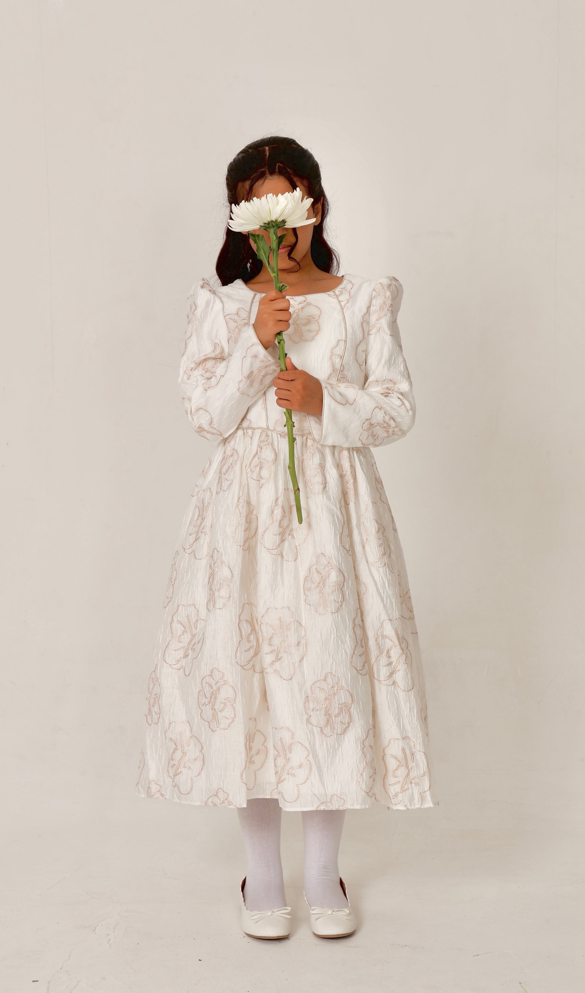 Ivory Dress with Gold Embroidered Details