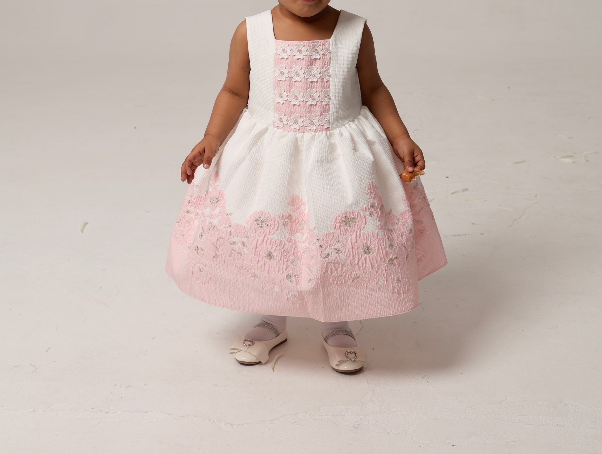 Elegant Pink Jacquard Floral Dress